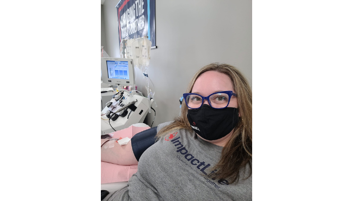 Kristen donating Platelets